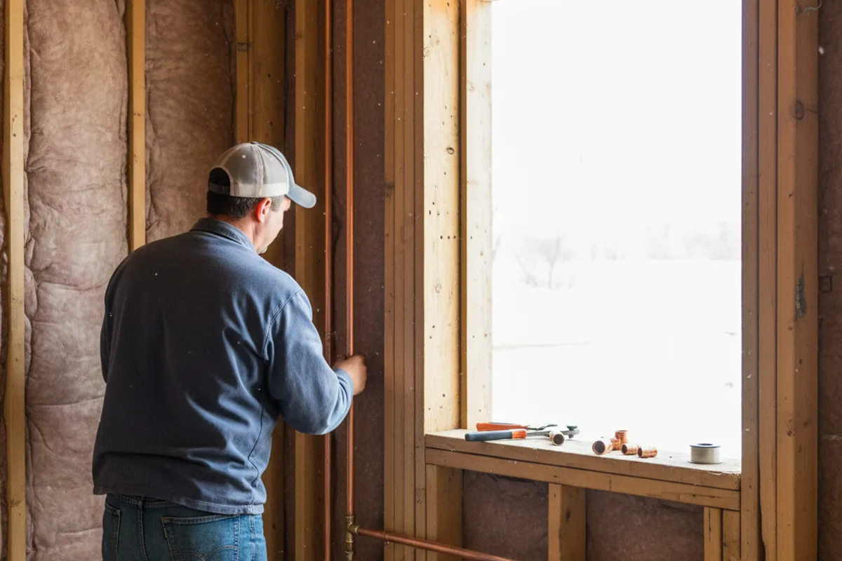 Licensed plumber running new copper supply lines in a Monroe City home