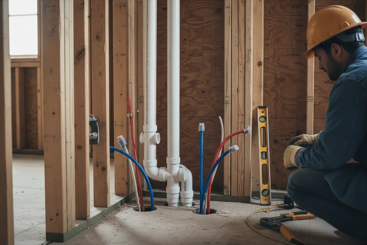 Drain and supply rough-in during Leak Detection in Monroe City