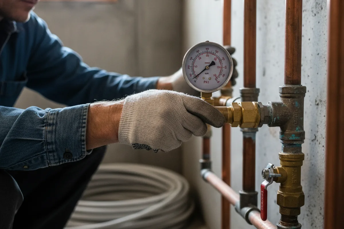 Pressure testing a repaired line during Water Line Repair in Monroe City