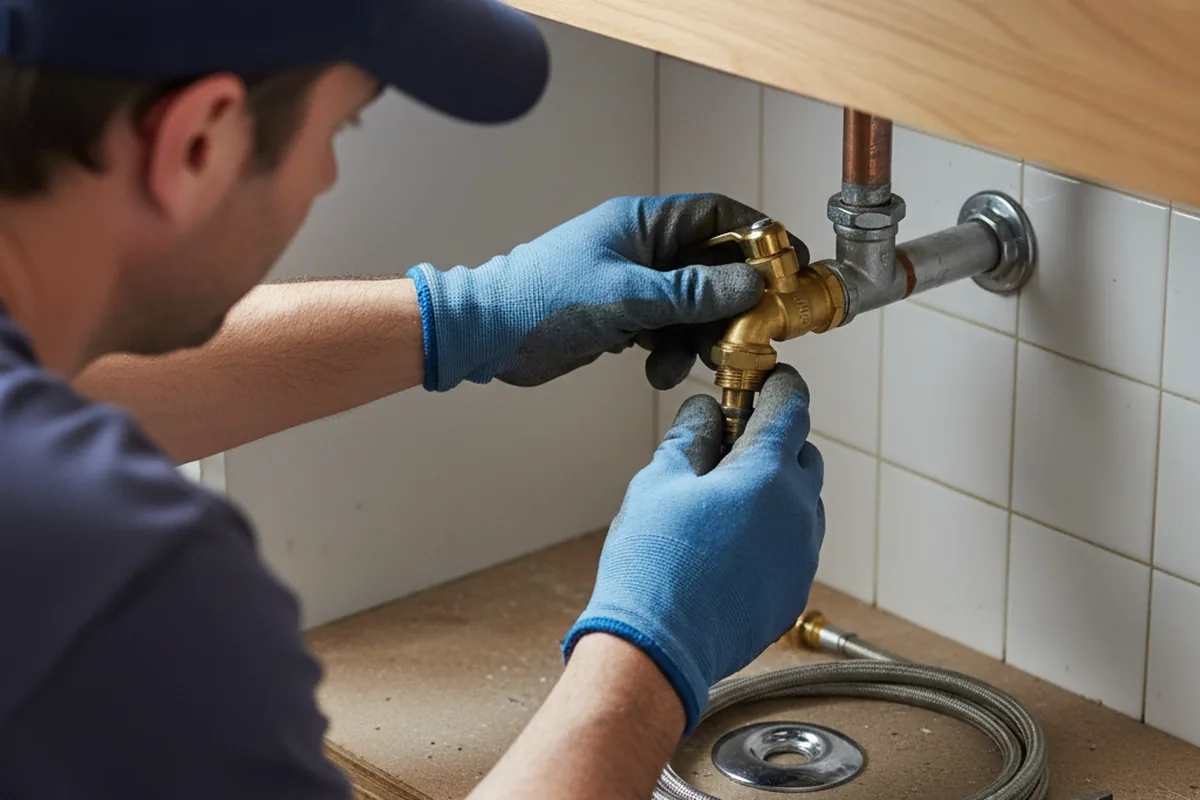 Shutoff valve and fitting work during Burst Pipe Repair in Monroe City